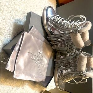 Giuseppe Zanoti Wedge Shoe Silver Moccasins